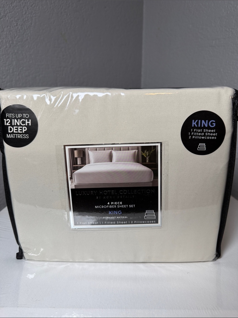 Hotel Collection King Sheet Set in Cream - 4-Piece Microfiber